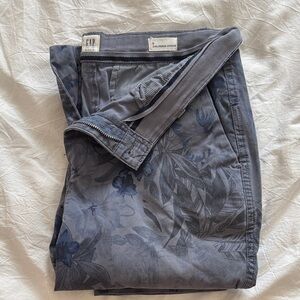 GAP Girlfriend Chinos Blue and Gray Floral Pants